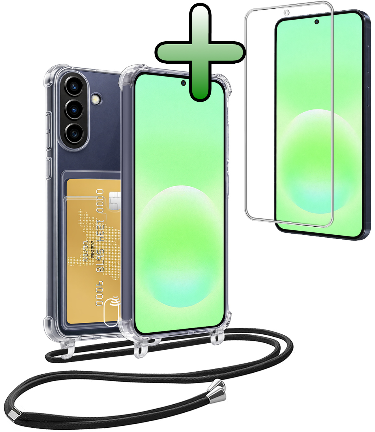 BASEY. BASEY. Samsung Galaxy A57 Hoesje Pashouder met Koord Met Screenprotector