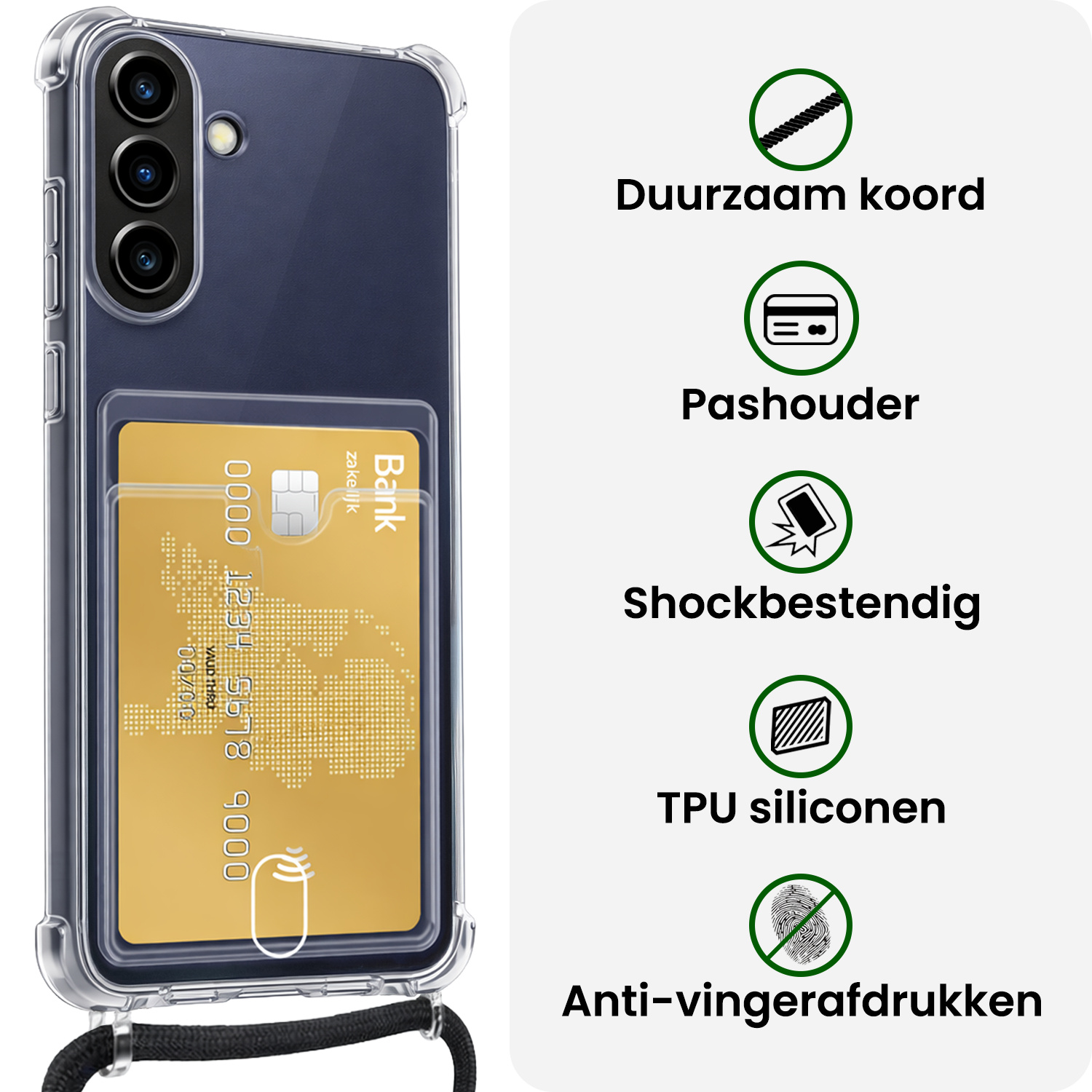BASEY. BASEY. Samsung Galaxy A57 Hoesje Pashouder met Koord Met 2x Screenprotector