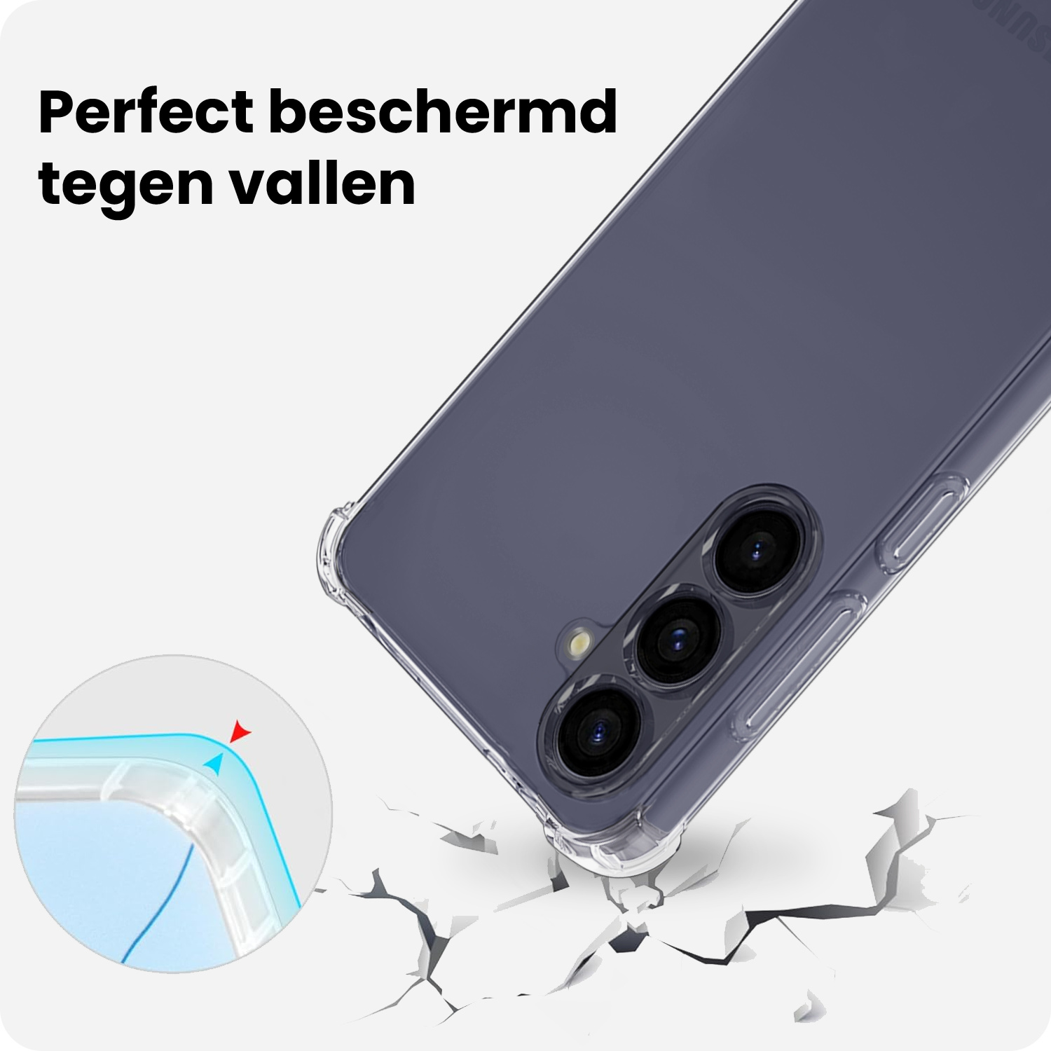 BASEY. BASEY. Samsung Galaxy A57 Hoesje Transparant Shockproof Met Zwart Koord