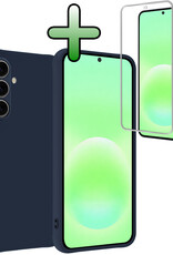 BASEY. BASEY. Samsung Galaxy A57 Hoesje Siliconen Met Screenprotector - Donkerblauw