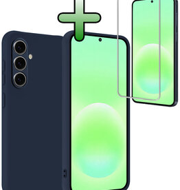 BASEY. BASEY. Samsung Galaxy A57 Hoesje Siliconen Met Screenprotector - Donkerblauw