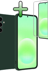 BASEY. BASEY. Samsung Galaxy A57 Hoesje Siliconen Met Screenprotector - Donkergroen