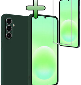 BASEY. BASEY. Samsung Galaxy A57 Hoesje Siliconen Met Screenprotector - Donkergroen