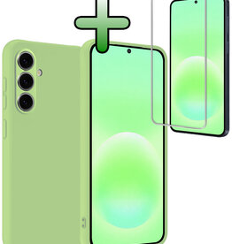 BASEY. BASEY. Samsung Galaxy A57 Hoesje Siliconen Met Screenprotector - Groen