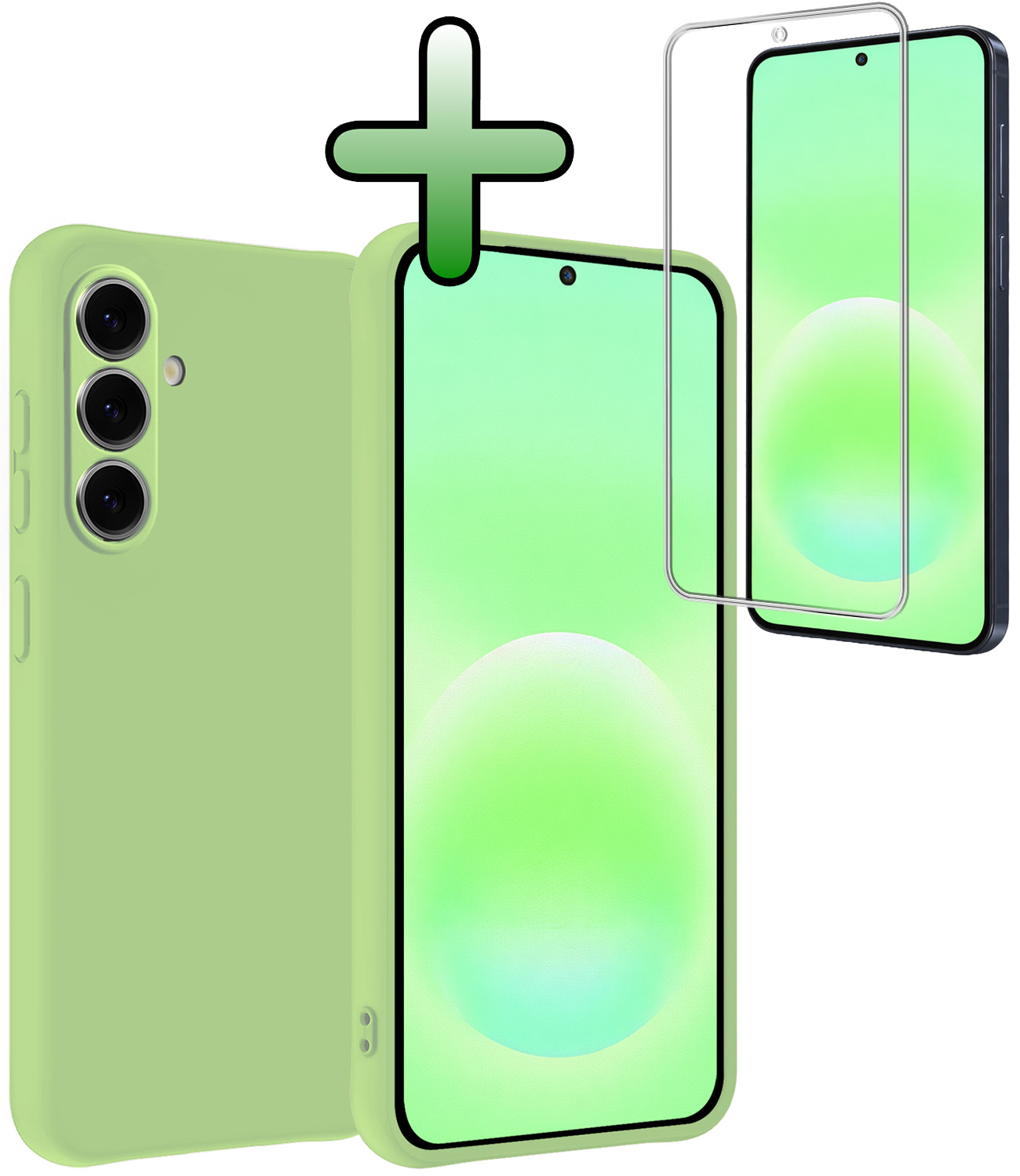 BASEY. BASEY. Samsung Galaxy A57 Hoesje Siliconen Met Screenprotector - Groen