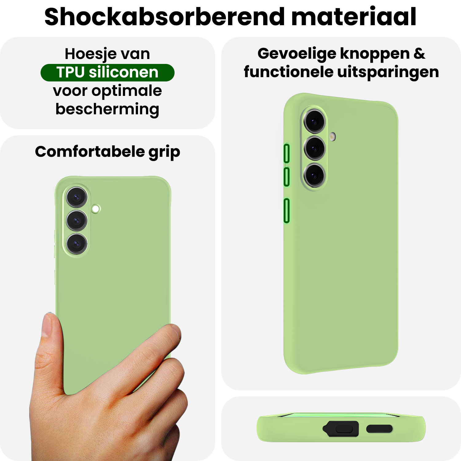 BASEY. BASEY. Samsung Galaxy A57 Hoesje Siliconen Met Screenprotector - Groen