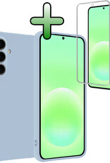 BASEY. BASEY. Samsung Galaxy A57 Hoesje Siliconen Met Screenprotector - Lichtblauw