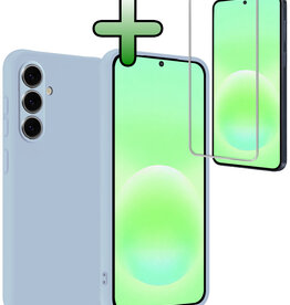 BASEY. BASEY. Samsung Galaxy A57 Hoesje Siliconen Met Screenprotector - Lichtblauw