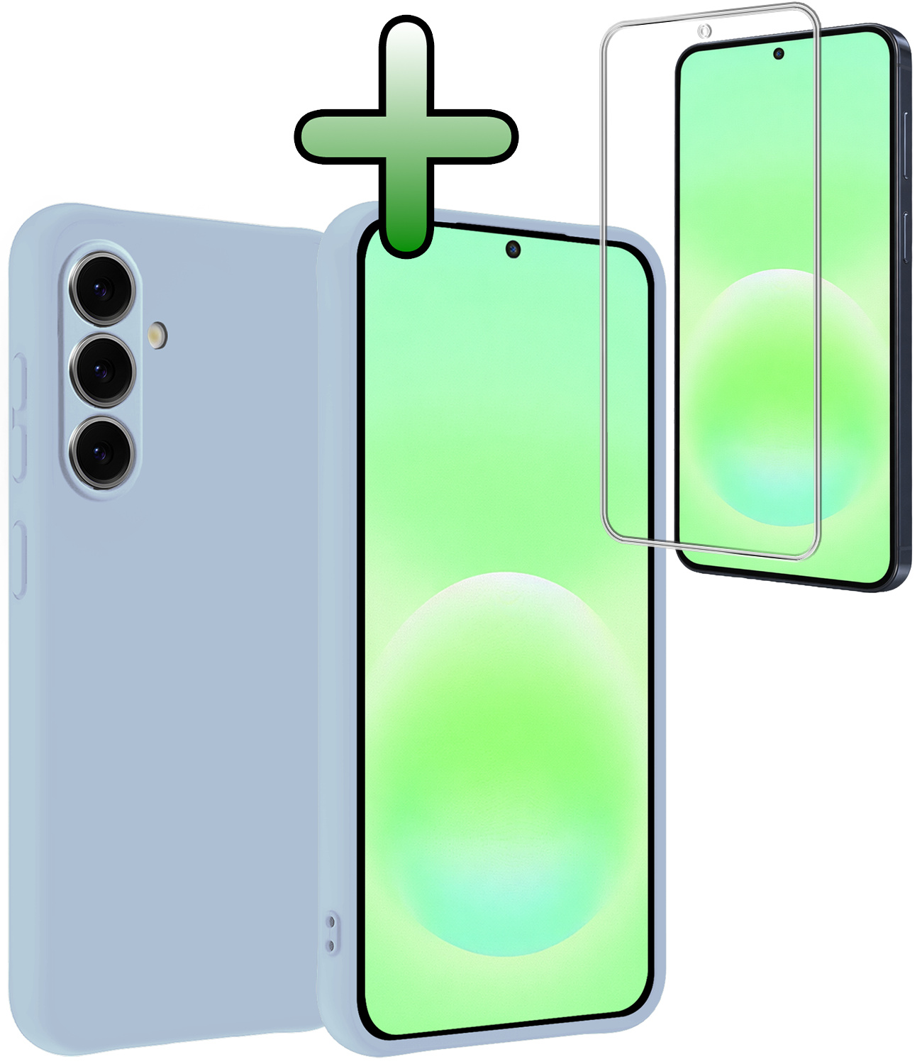 BASEY. BASEY. Samsung Galaxy A57 Hoesje Siliconen Met Screenprotector - Lichtblauw