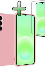 BASEY. BASEY. Samsung Galaxy A57 Hoesje Siliconen Met Screenprotector - Lichtroze