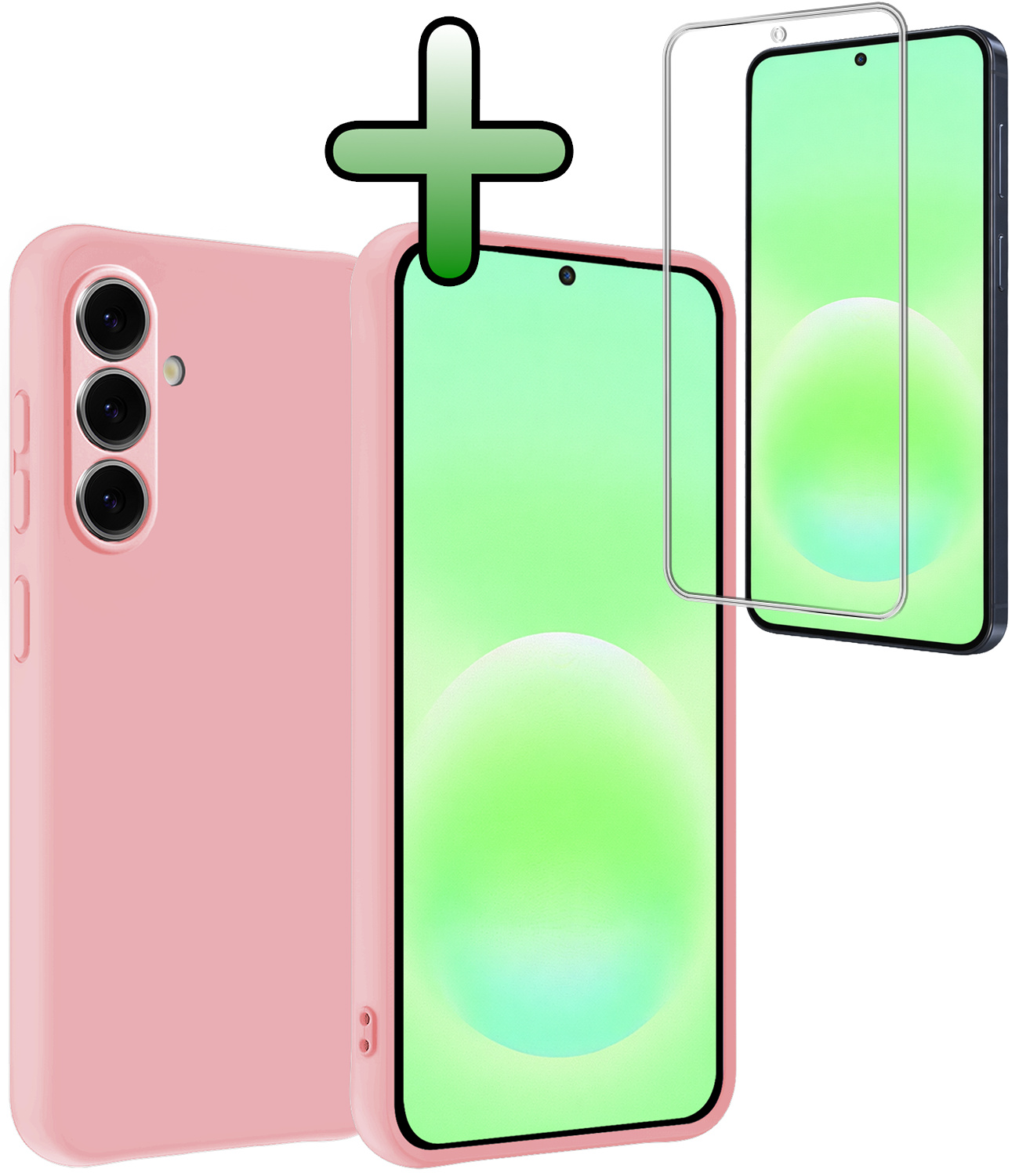 BASEY. BASEY. Samsung Galaxy A57 Hoesje Siliconen Met Screenprotector - Lichtroze