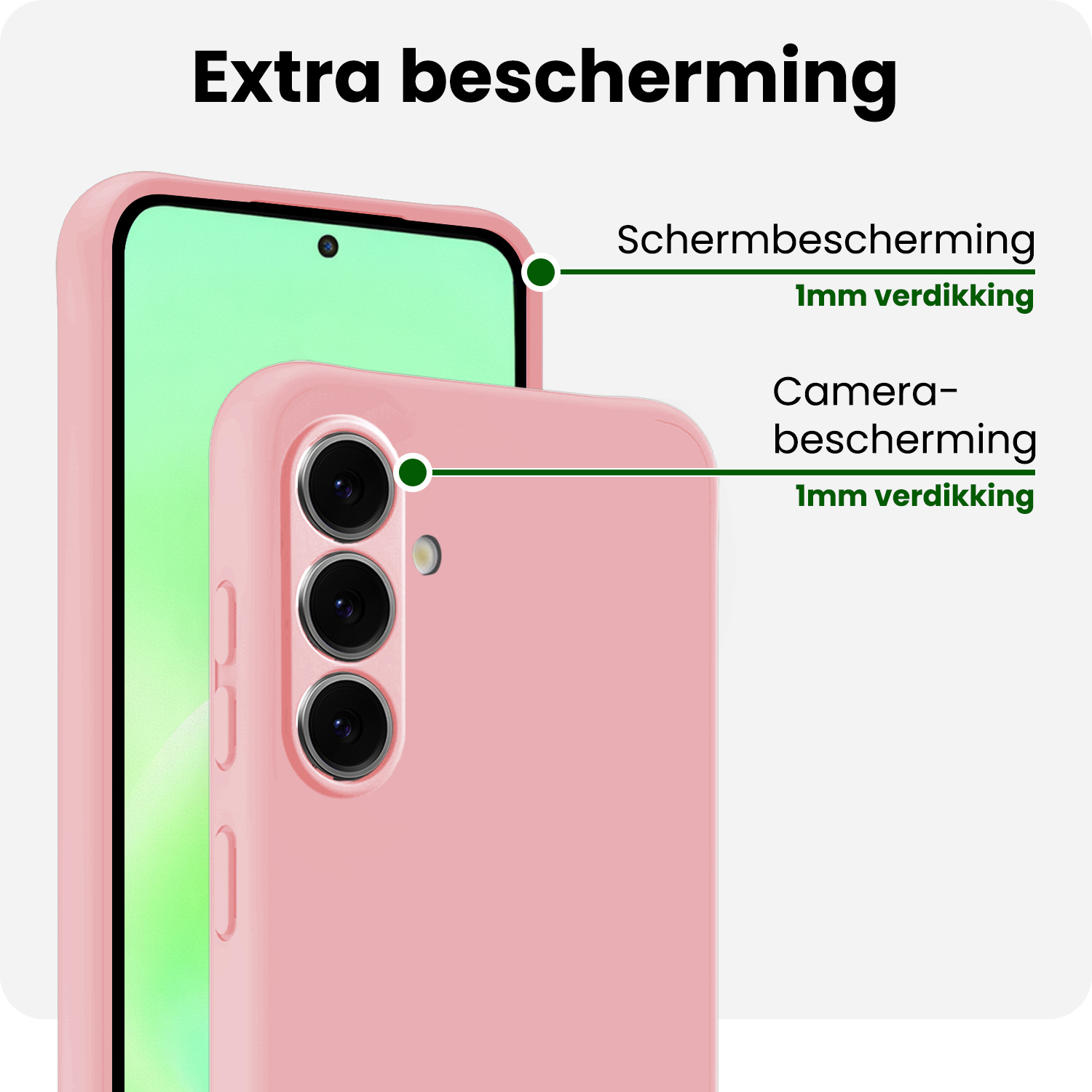 BASEY. BASEY. Samsung Galaxy A57 Hoesje Siliconen Met Screenprotector - Lichtroze