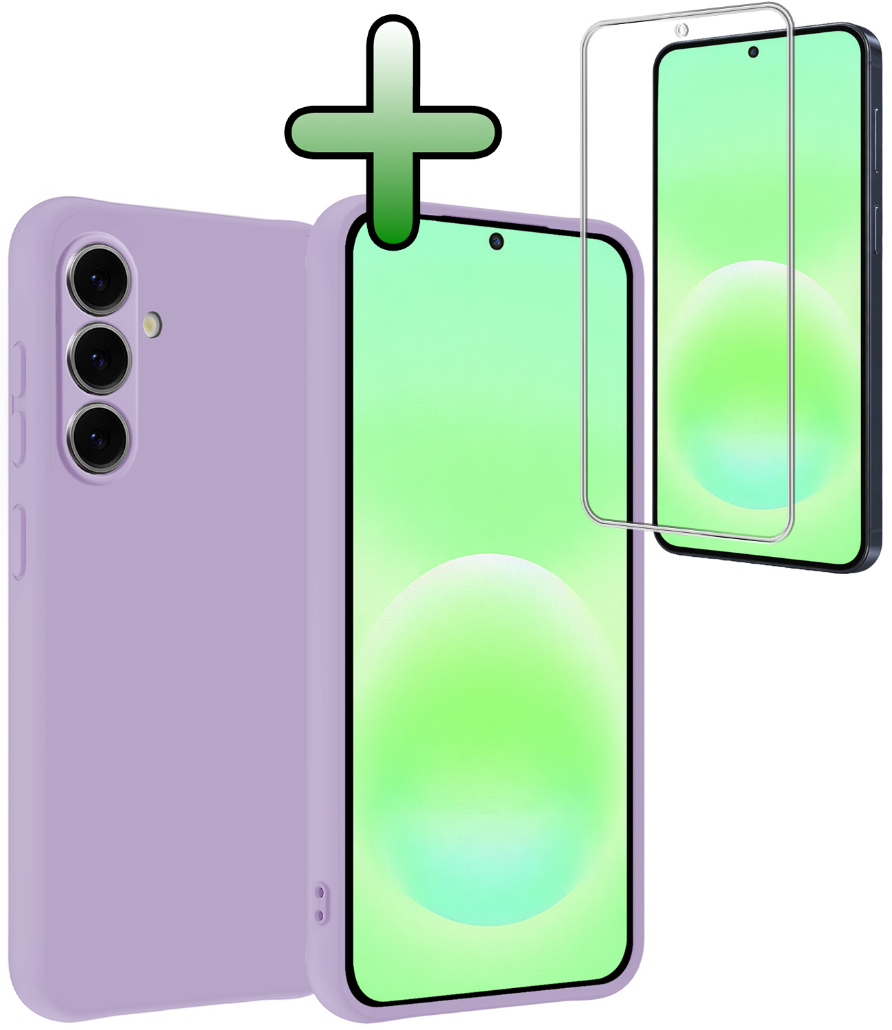 BASEY. BASEY. Samsung Galaxy A57 Hoesje Siliconen Met Screenprotector - Lila