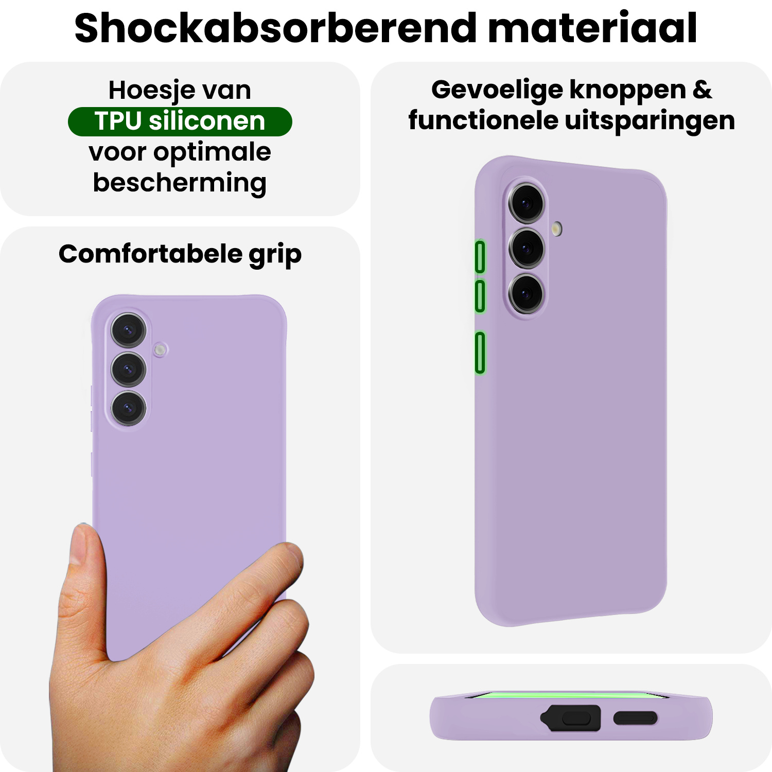 BASEY. BASEY. Samsung Galaxy A57 Hoesje Siliconen Met Screenprotector - Lila