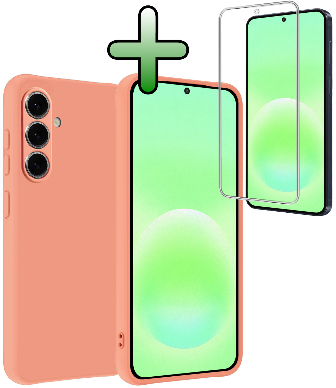 BASEY. BASEY. Samsung Galaxy A57 Hoesje Siliconen Met Screenprotector - Perzik