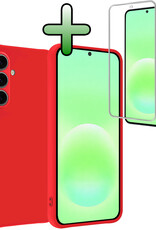 BASEY. BASEY. Samsung Galaxy A57 Hoesje Siliconen Met Screenprotector - Rood