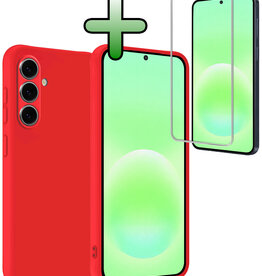 BASEY. BASEY. Samsung Galaxy A57 Hoesje Siliconen Met Screenprotector - Rood