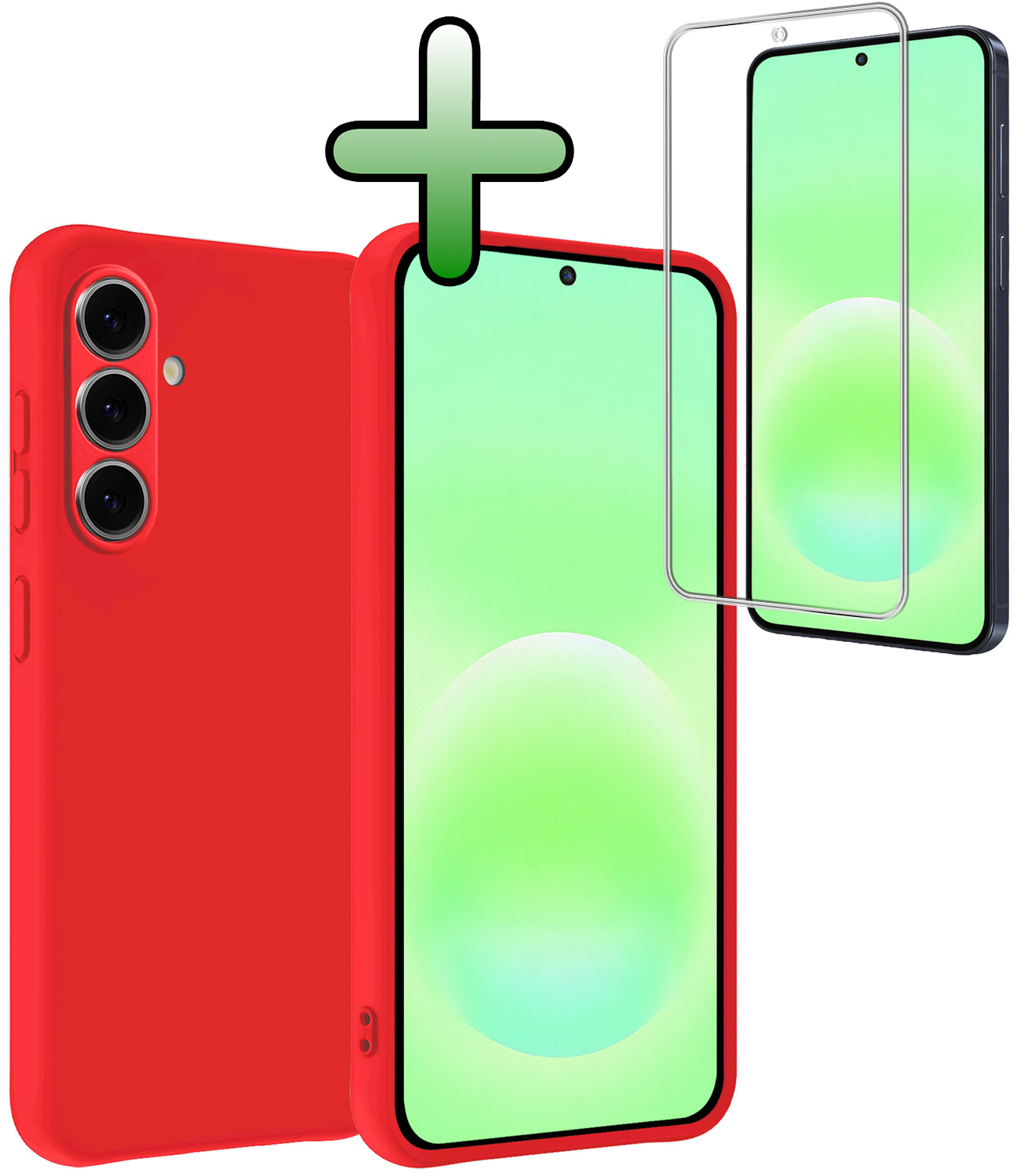 BASEY. BASEY. Samsung Galaxy A57 Hoesje Siliconen Met Screenprotector - Rood