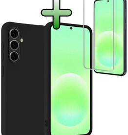 BASEY. BASEY. Samsung Galaxy A57 Hoesje Siliconen Met Screenprotector - Zwart