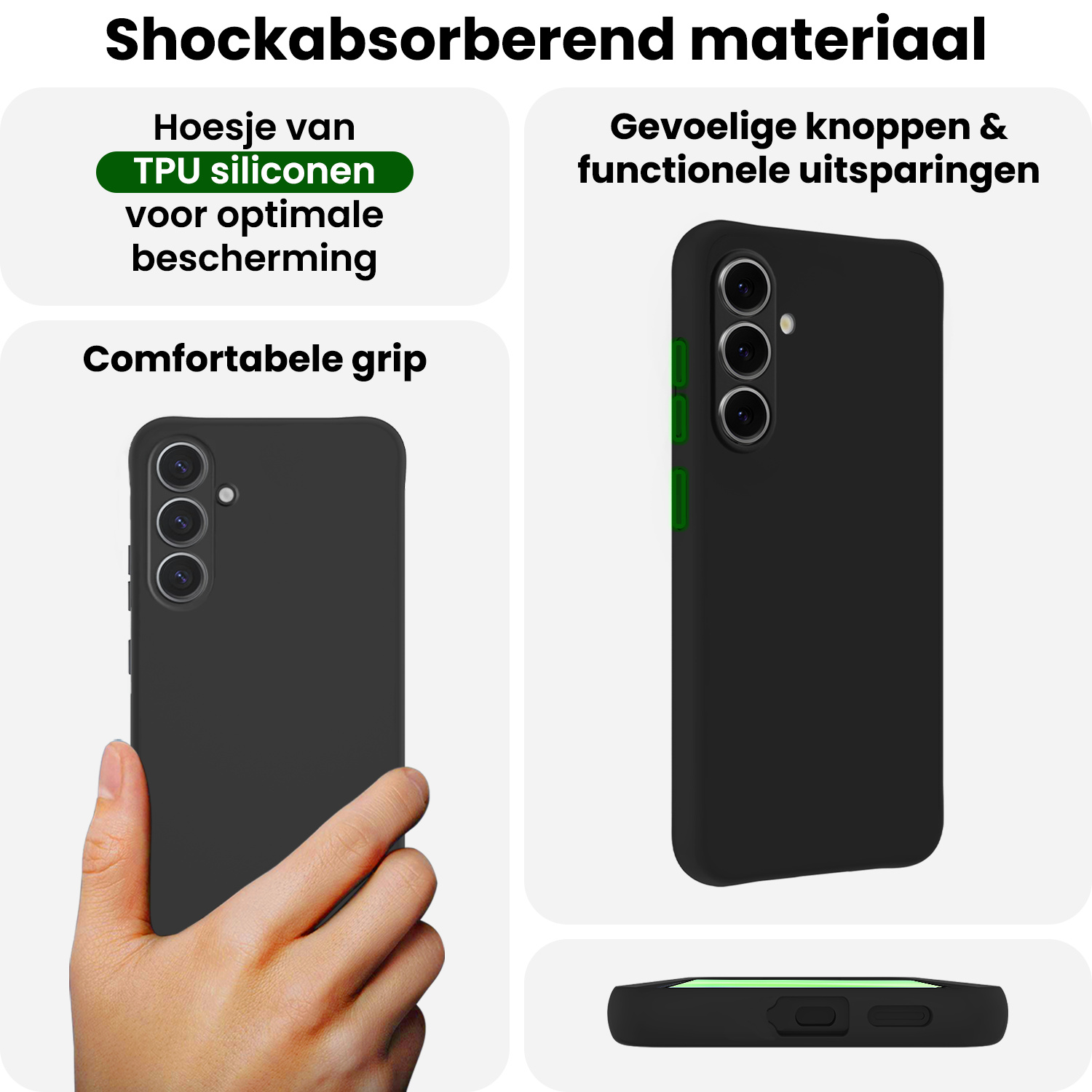 BASEY. BASEY. Samsung Galaxy A57 Hoesje Siliconen Met Screenprotector - Zwart