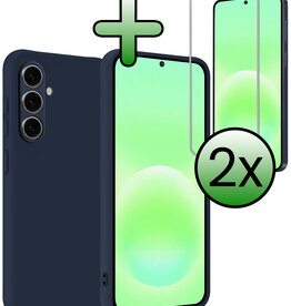 BASEY. BASEY. Samsung Galaxy A57 Hoesje Siliconen Met 2x Screenprotector - Donkerblauw