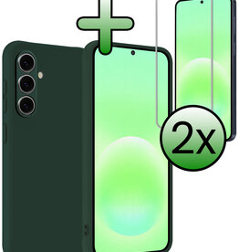 BASEY. BASEY. Samsung Galaxy A57 Hoesje Siliconen Met 2x Screenprotector - Donkergroen