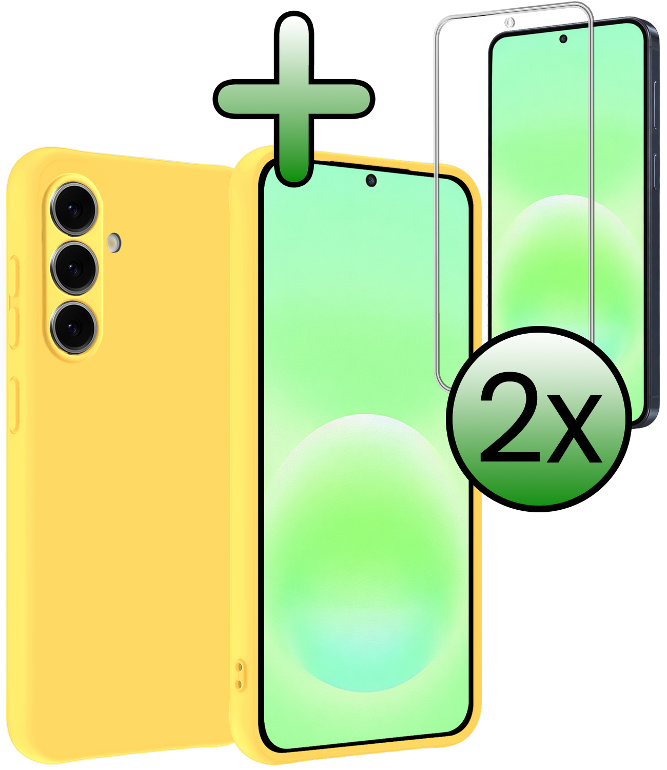 BASEY. BASEY. Samsung Galaxy A57 Hoesje Siliconen Met 2x Screenprotector - Geel