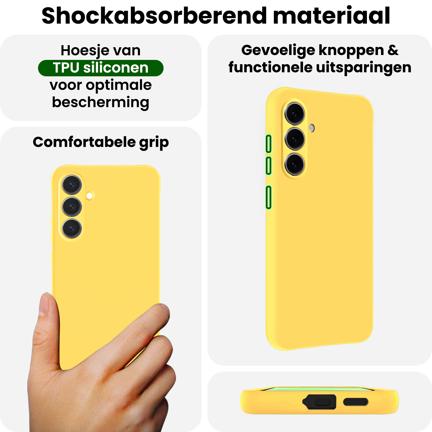 BASEY. BASEY. Samsung Galaxy A57 Hoesje Siliconen Met 2x Screenprotector - Geel