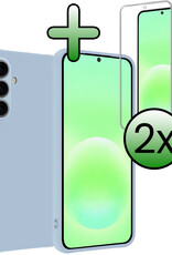 BASEY. BASEY. Samsung Galaxy A57 Hoesje Siliconen Met 2x Screenprotector - Lichtblauw