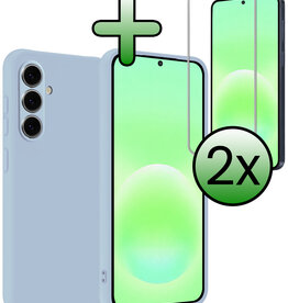 BASEY. BASEY. Samsung Galaxy A57 Hoesje Siliconen Met 2x Screenprotector - Lichtblauw