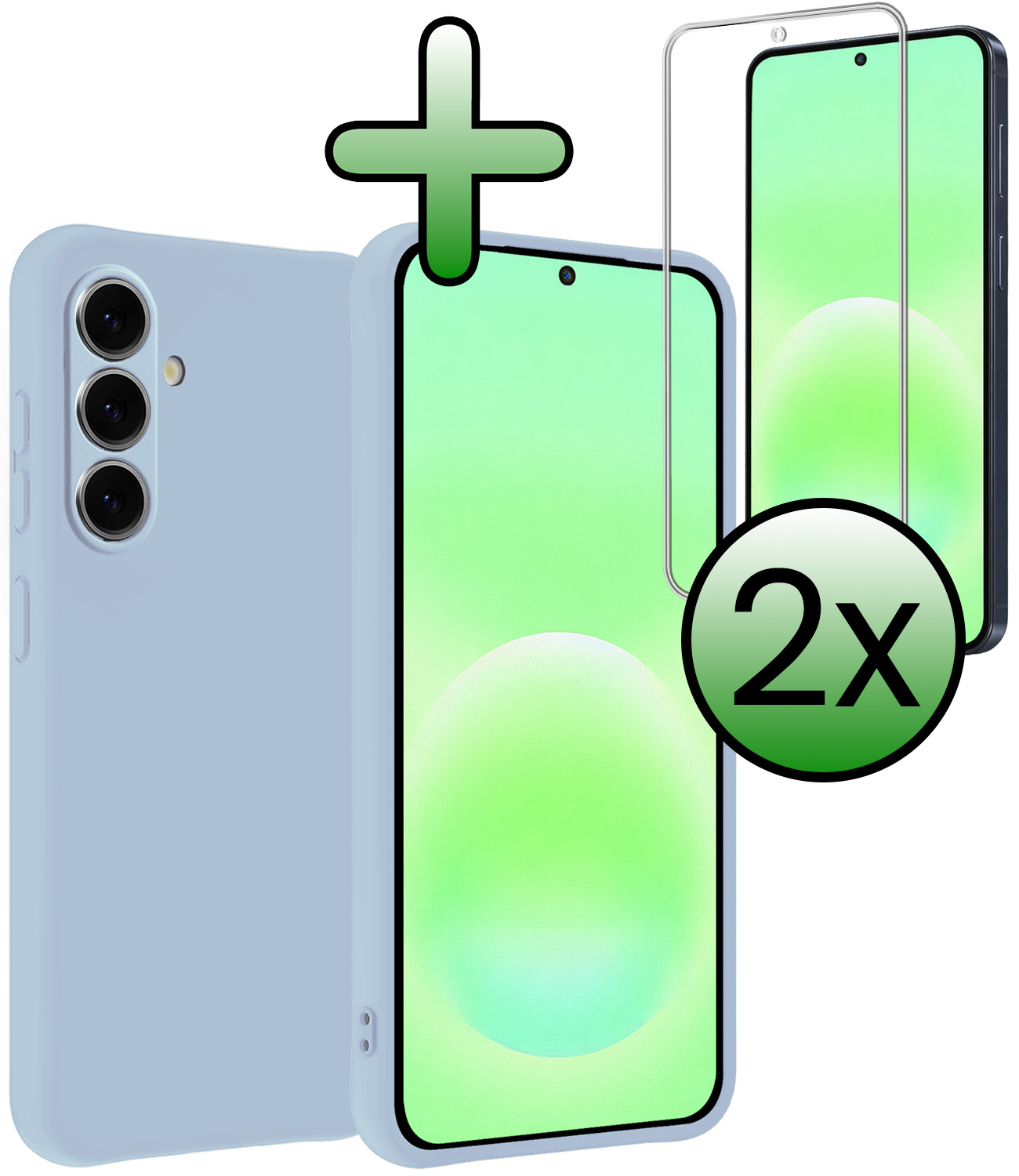 BASEY. BASEY. Samsung Galaxy A57 Hoesje Siliconen Met 2x Screenprotector - Lichtblauw