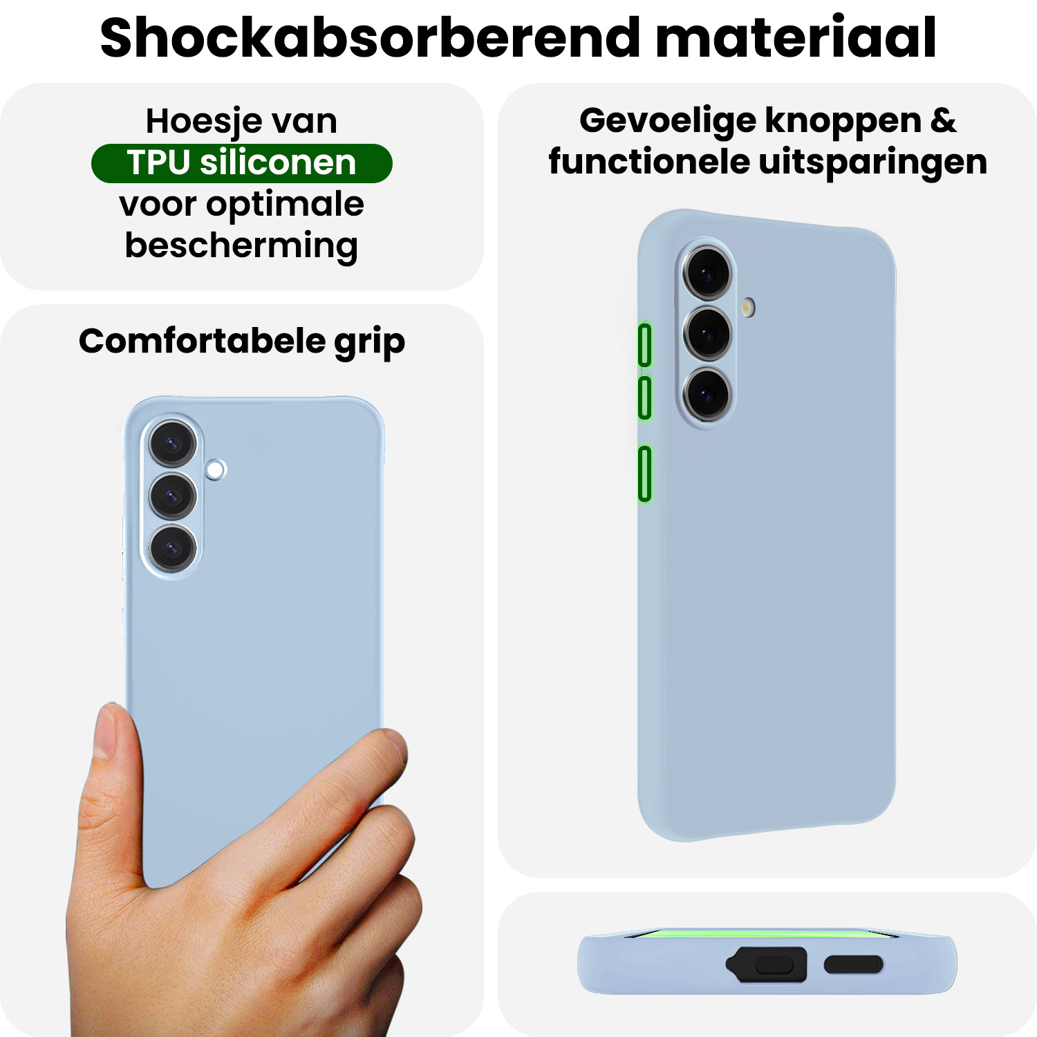 BASEY. BASEY. Samsung Galaxy A57 Hoesje Siliconen Met 2x Screenprotector - Lichtblauw