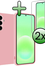 BASEY. BASEY. Samsung Galaxy A57 Hoesje Siliconen Met 2x Screenprotector - Lichtroze