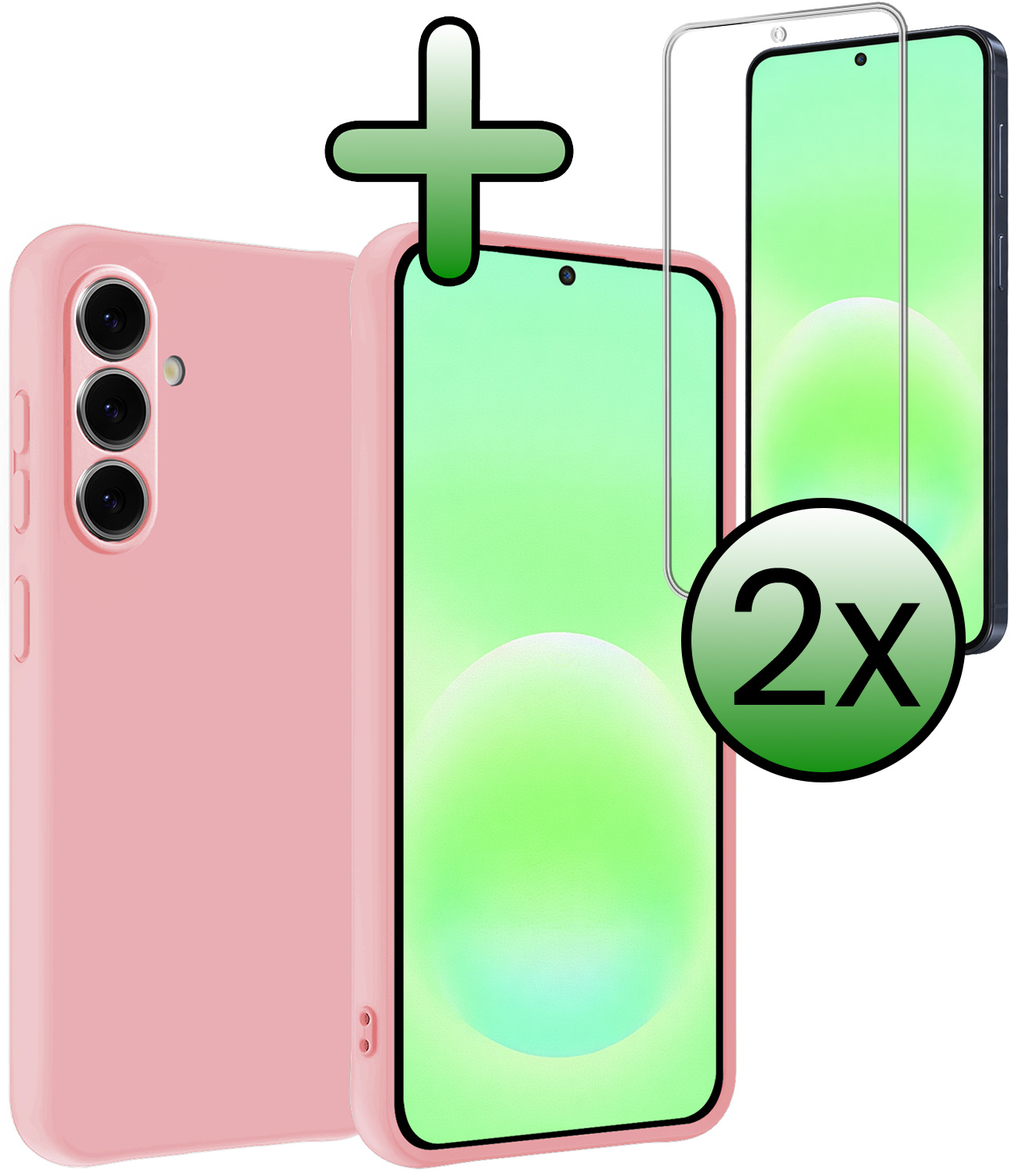 BASEY. BASEY. Samsung Galaxy A57 Hoesje Siliconen Met 2x Screenprotector - Lichtroze