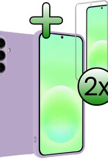 BASEY. BASEY. Samsung Galaxy A57 Hoesje Siliconen Met 2x Screenprotector - Lila