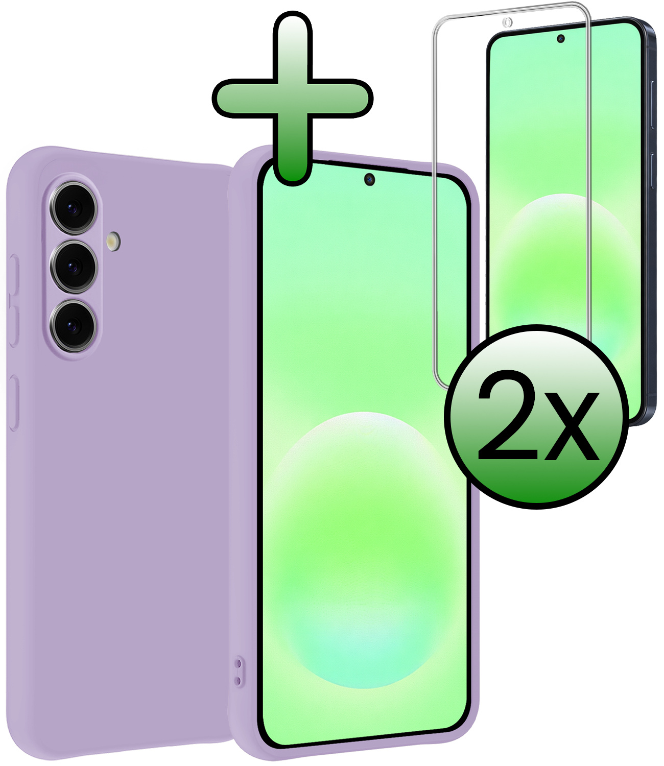 BASEY. BASEY. Samsung Galaxy A57 Hoesje Siliconen Met 2x Screenprotector - Lila