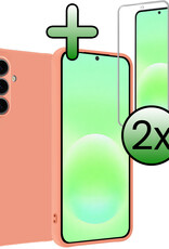 BASEY. BASEY. Samsung Galaxy A57 Hoesje Siliconen Met 2x Screenprotector - Perzik