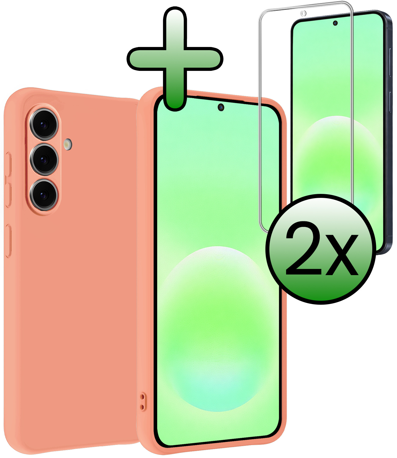 BASEY. BASEY. Samsung Galaxy A57 Hoesje Siliconen Met 2x Screenprotector - Perzik