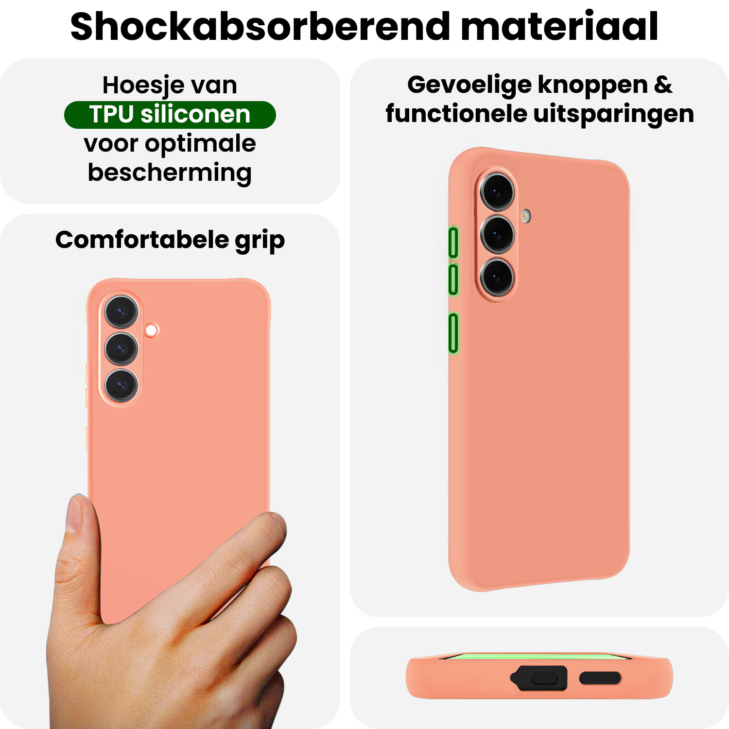 BASEY. BASEY. Samsung Galaxy A57 Hoesje Siliconen Met 2x Screenprotector - Perzik