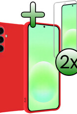 BASEY. BASEY. Samsung Galaxy A57 Hoesje Siliconen Met 2x Screenprotector - Rood