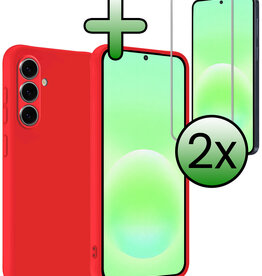 BASEY. BASEY. Samsung Galaxy A57 Hoesje Siliconen Met 2x Screenprotector - Rood