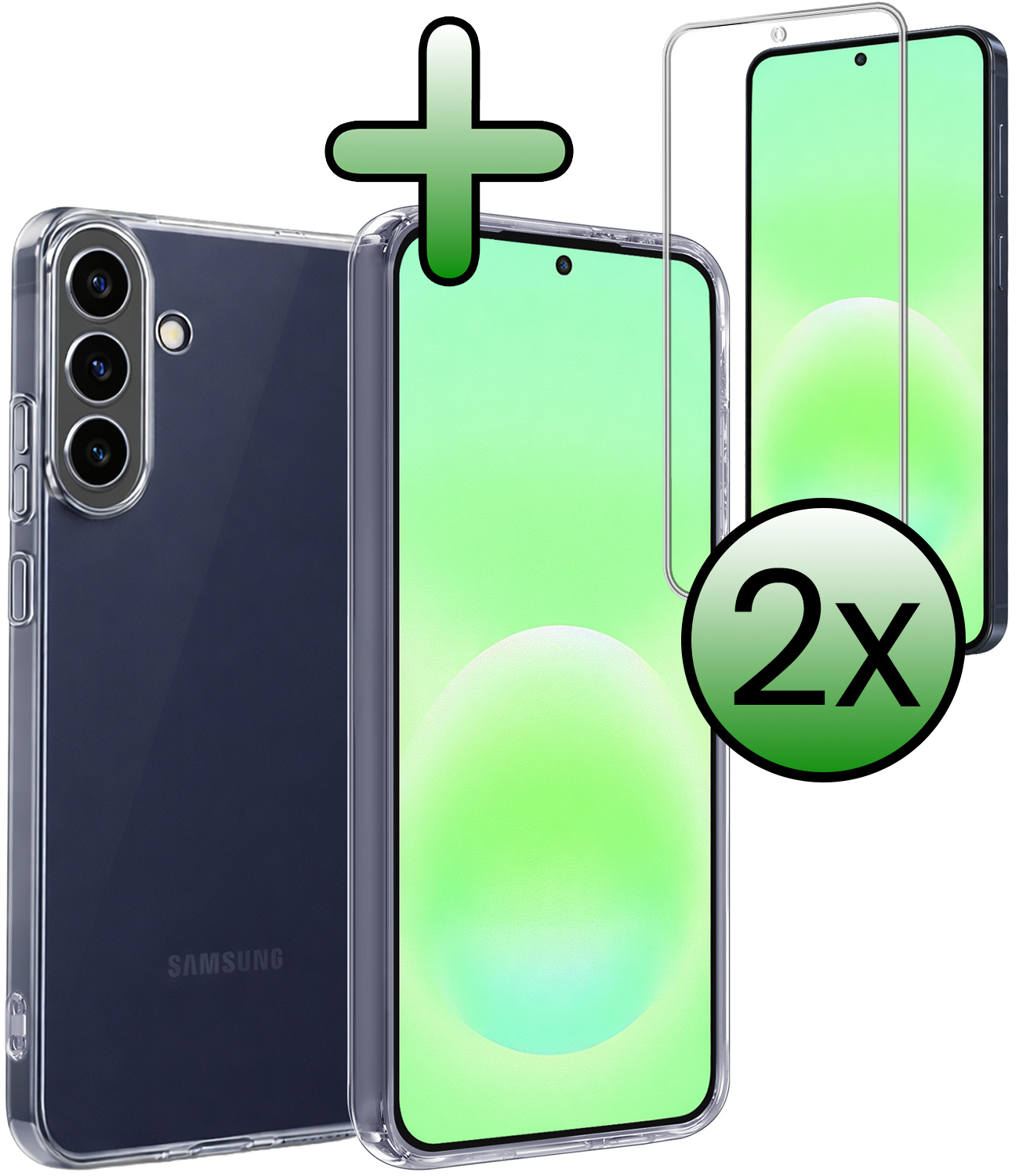 BASEY. BASEY. Samsung Galaxy A57 Hoesje Siliconen Met 2x Screenprotector - Transparant