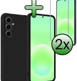 BASEY. BASEY. Samsung Galaxy A57 Hoesje Siliconen Met 2x Screenprotector - Zwart