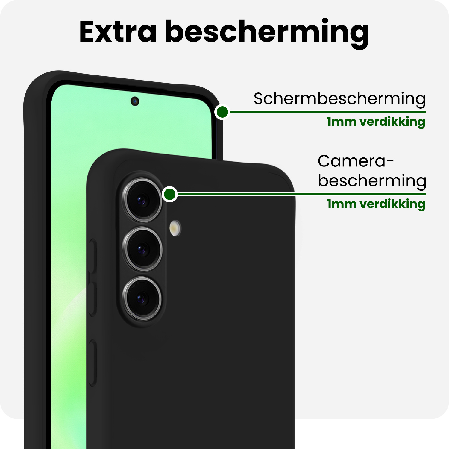 BASEY. BASEY. Samsung Galaxy A57 Hoesje Siliconen Met 2x Screenprotector - Zwart