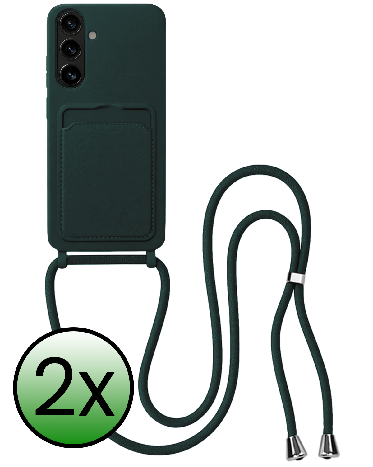 BASEY. BASEY. Samsung Galaxy A57 Hoesje Pashouder met Koord - Donkergroen - 2 PACK