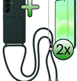 BASEY. BASEY. Samsung Galaxy A57 Hoesje Pashouder met Koord Met 2x Screenprotector - Donkergroen