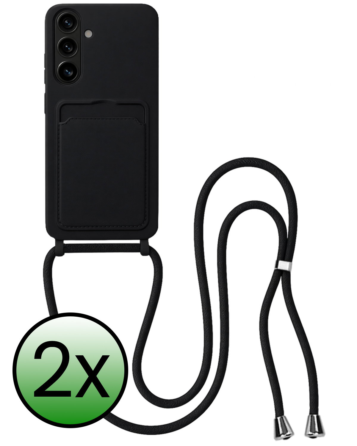 BASEY. BASEY. Samsung Galaxy A57 Hoesje Pashouder met Koord - Zwart - 2 PACK