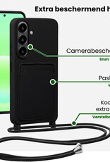 BASEY. BASEY. Samsung Galaxy A57 Hoesje Pashouder met Koord Met Screenprotector - Zwart