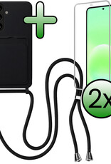 BASEY. BASEY. Samsung Galaxy A57 Hoesje Pashouder met Koord Met 2x Screenprotector - Zwart