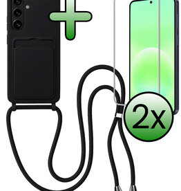 BASEY. BASEY. Samsung Galaxy A57 Hoesje Pashouder met Koord Met 2x Screenprotector - Zwart